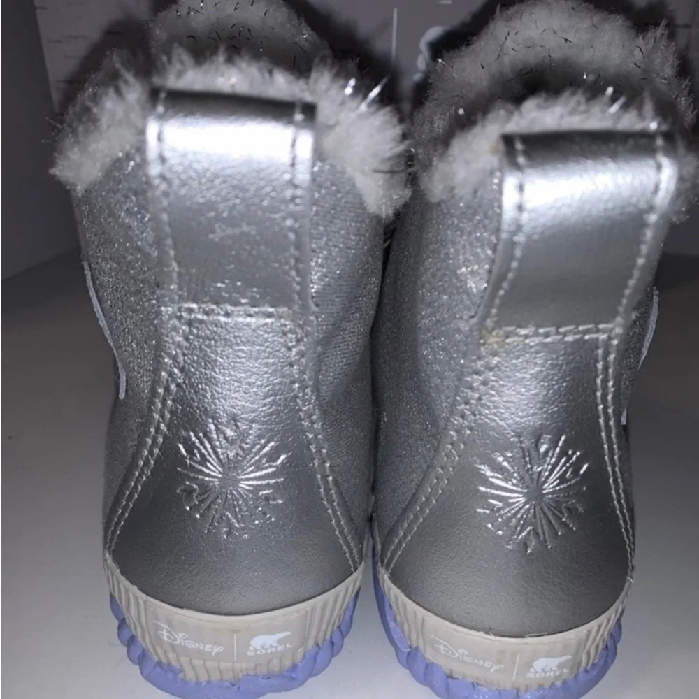 SOREL X DISNEY Frozen Out ‘N About Silver Waterproof Faux Shearling Boots